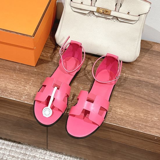 Hermes Classic Handmade Enamel Leather Sandals Casual Daily Style