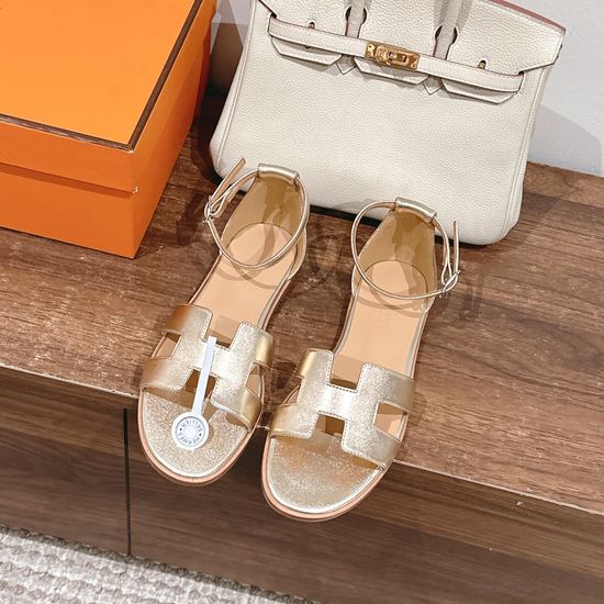 Hermes Classic Handmade Enamel Leather Sandals Casual Daily Style