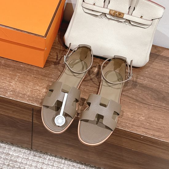 Hermes Classic Handmade Enamel Leather Sandals Casual Daily Style