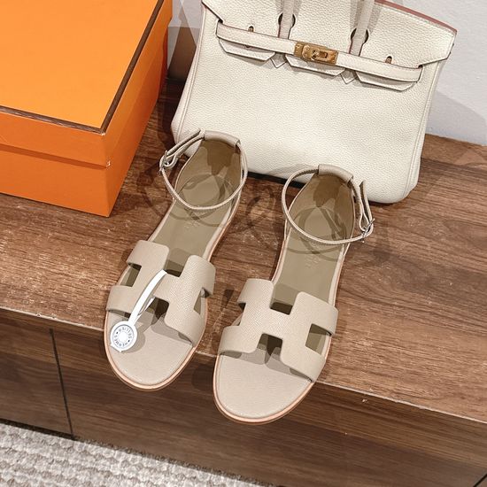 Hermes Classic Handmade Enamel Leather Sandals Casual Daily Style