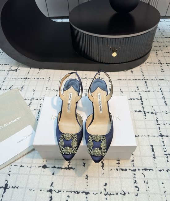Manolo Blahnik MB Classic Silk Upper Sandal with Genuine Leather Sole