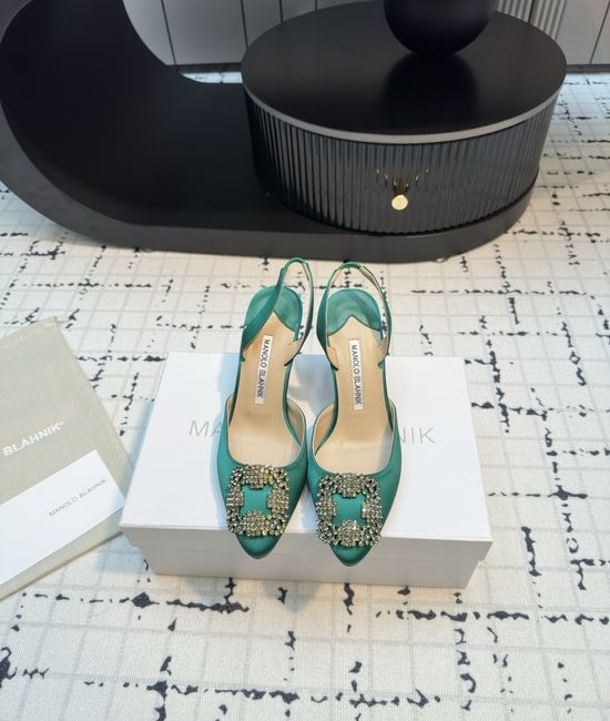 Manolo Blahnik MB Classic Silk Upper Sandal with Genuine Leather Sole