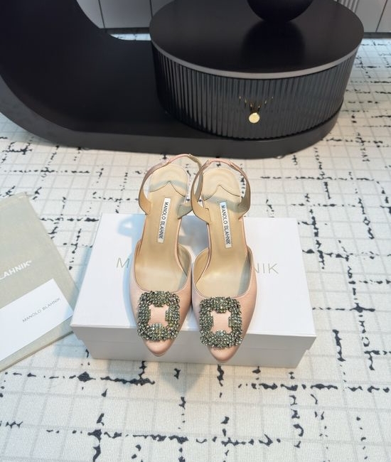Manolo Blahnik MB Classic Silk Upper Sandal with Genuine Leather Sole