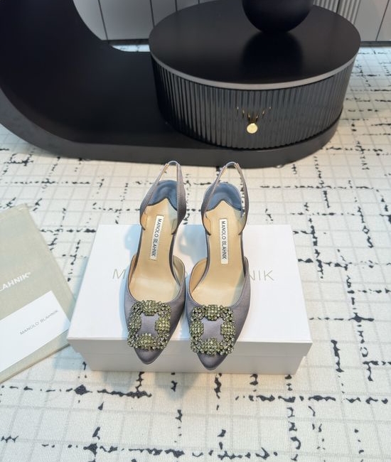 Manolo Blahnik MB Classic Silk Upper Sandal with Genuine Leather Sole