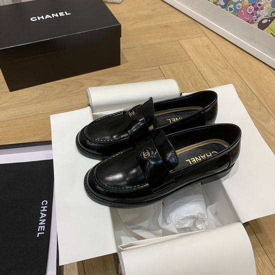 Chanel Vintage Loafers Genuine Leather Upper Sheepskin Lining