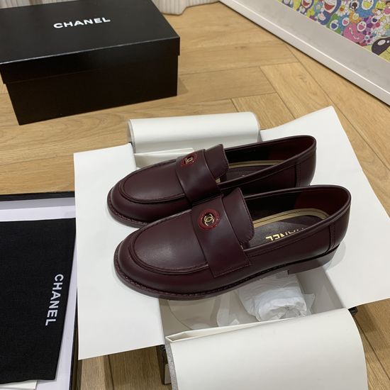 Chanel Vintage Loafers Genuine Leather Upper Sheepskin Lining
