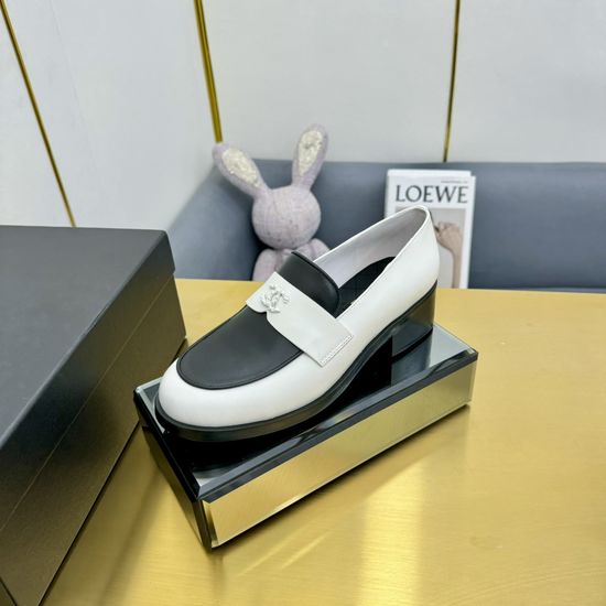Chanel Patent Leather Platform Chunky Heel Loafers