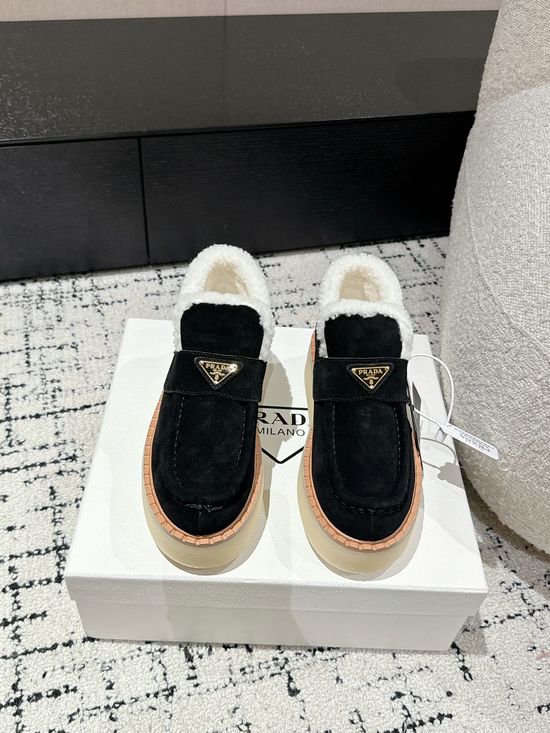 Prada Suede Platform Shearling Lined Ankle Boots Non Slip