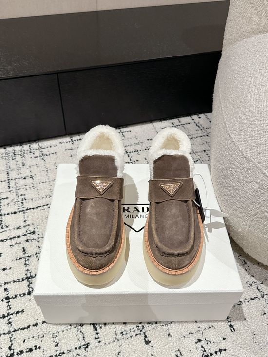 Prada Suede Platform Shearling Lined Ankle Boots Non Slip