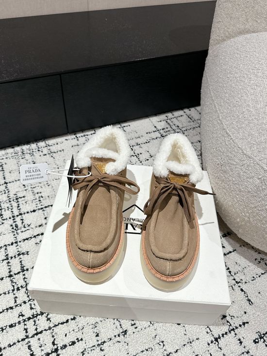 Prada Suede Platform Shearling Lined Ankle Boots Non Slip