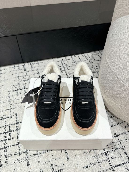 Prada Suede Thick Sole Warm Comfortable Short Ankle Boots