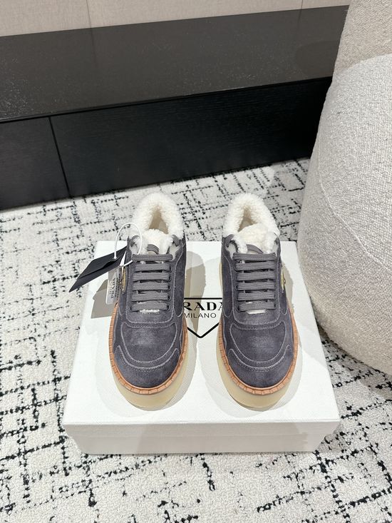 Prada Suede Thick Sole Warm Comfortable Short Ankle Boots
