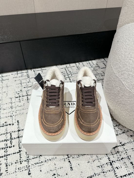Prada Suede Thick Sole Warm Comfortable Short Ankle Boots