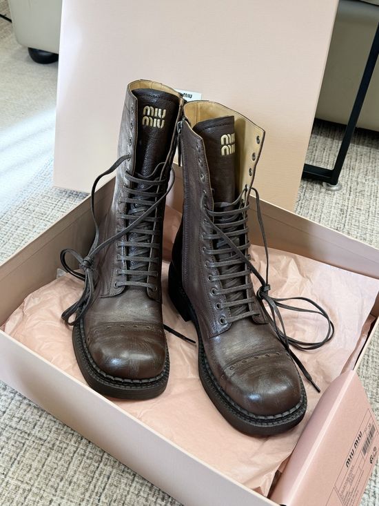Miu Miu Premium Genuine Leather Soft Ankle Boots