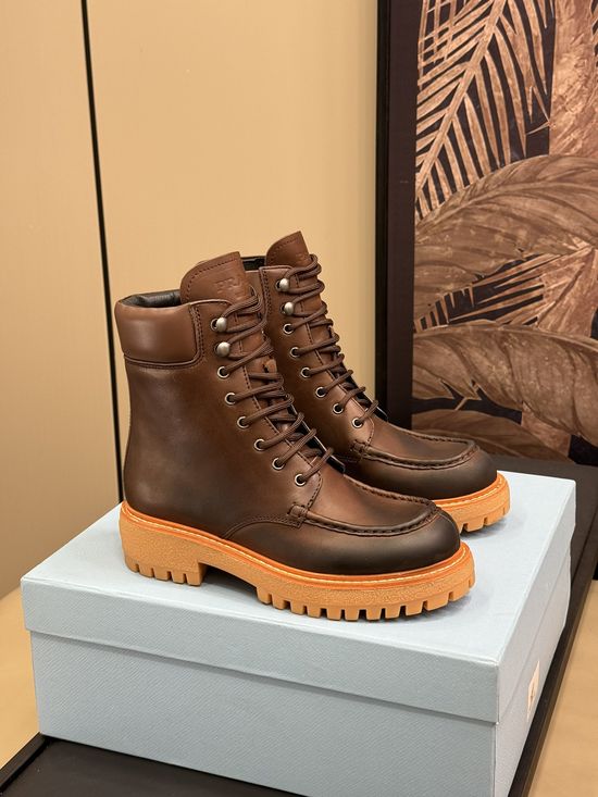 Prada Cowhide Outdoor Style Comfortable Motorcycle Boots