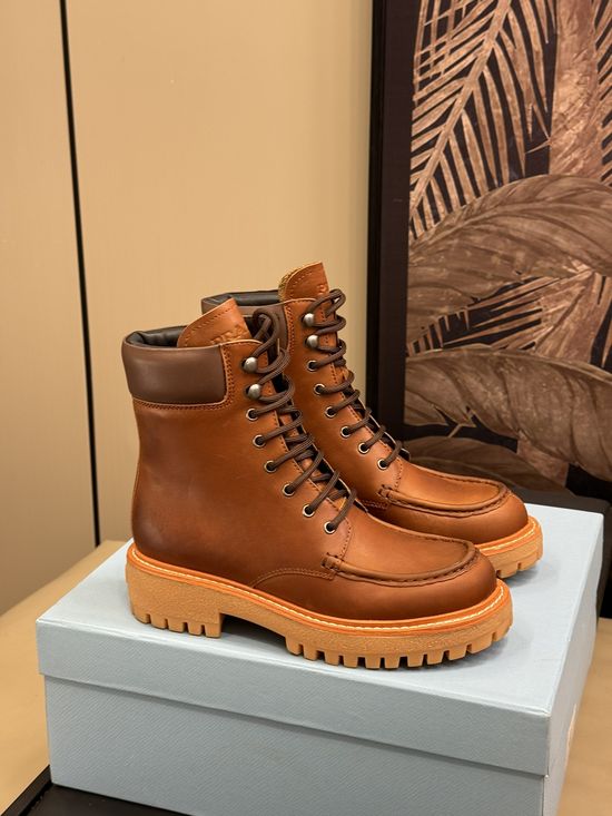 Prada Cowhide Outdoor Style Comfortable Motorcycle Boots
