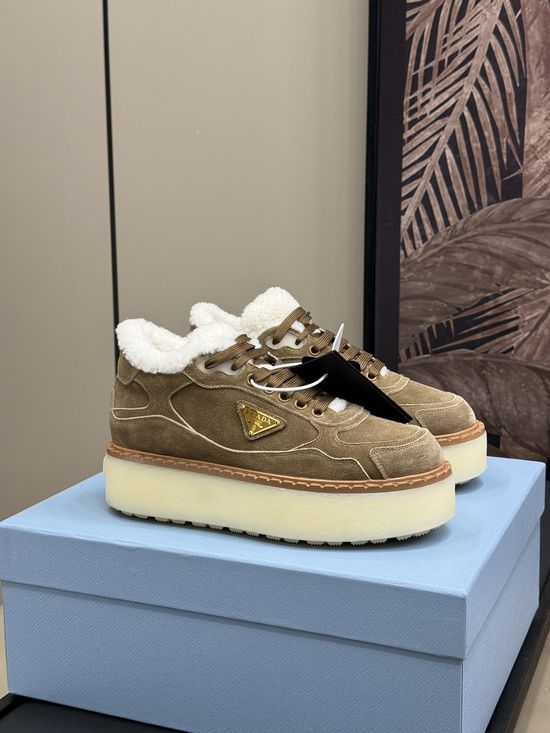 Prada Shearling Lined Cow Suede Non-slip Short Boots