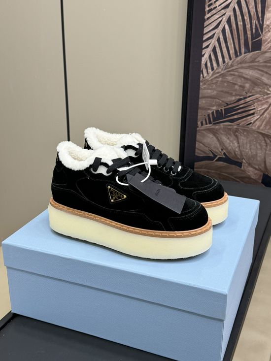 Prada Shearling Lined Cow Suede Non-slip Short Boots