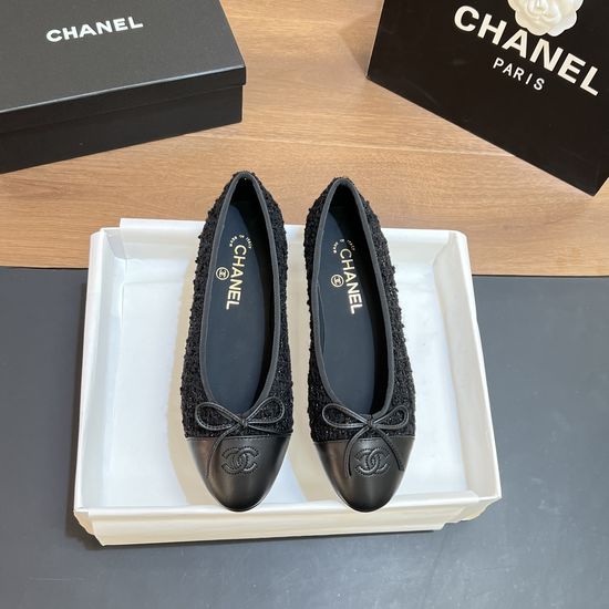 Chanel Two-tone Leather Slingback Ballet Flats with Real Leather Sole