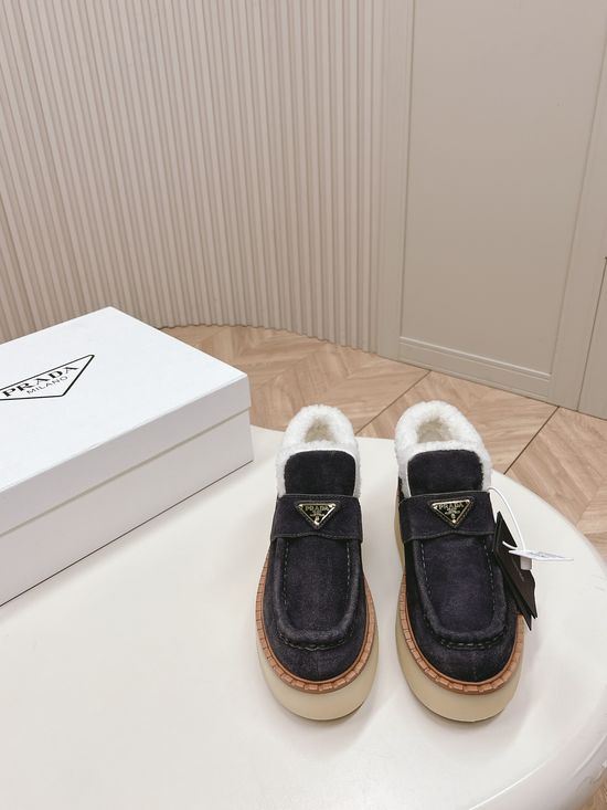 Prada Brushed Fleece Lined Platform Winter Boots