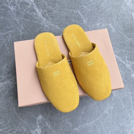 Miu Miu Suede Mule Slippers Comfortable Slip On Daily Footwear