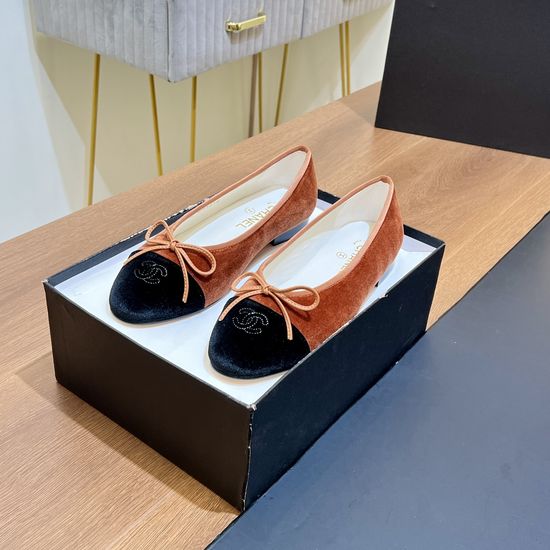 Chanel Two-tone Leather Slingback Ballet Flats with Real Leather Sole