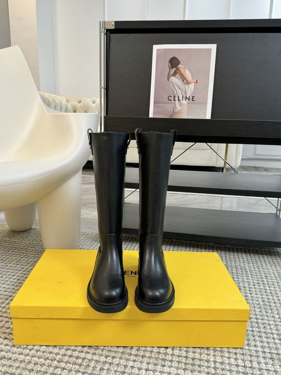 Fendi Retro Pattern Cowhide Tall Shaft Boots