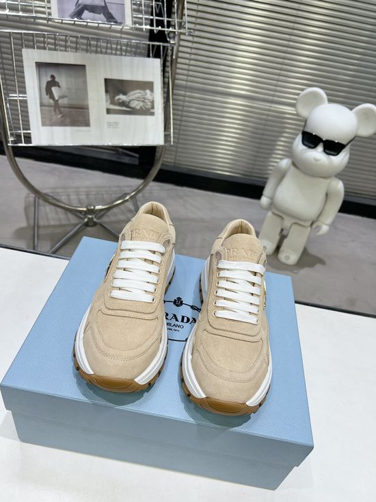 Prada Premium Leather Versatile Casual Shoes with Logo Detail