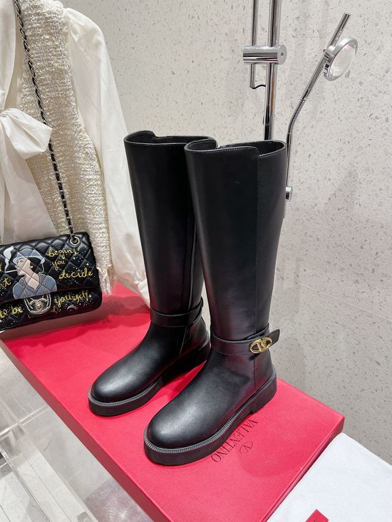 Valentino Sleek Ankle Boots Genuine Leather Upper Lining Anti Slip Sole