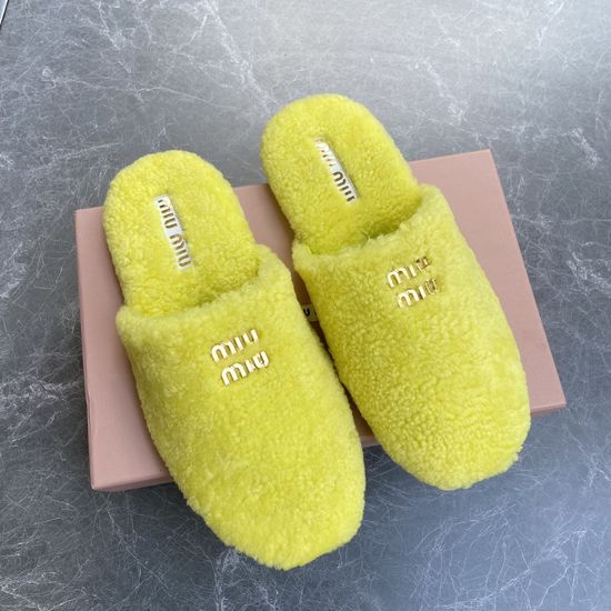 Miu Miu Soft Plush Wool Lined Warm Cozy Slippers