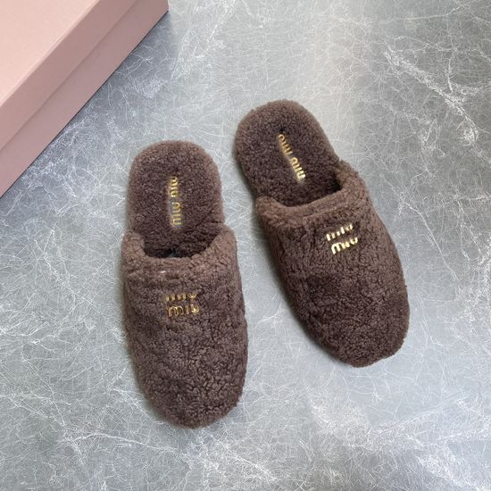 Miu Miu Soft Plush Wool Lined Warm Cozy Slippers