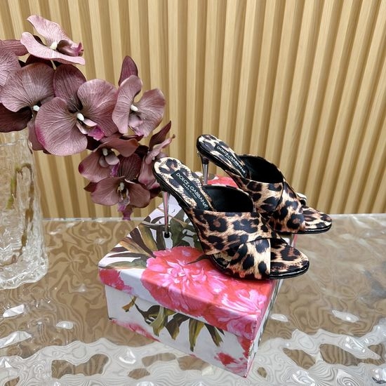 Dolce & Gabbana Retro Metal Heel Silk Slides with Exquisite Craft Details