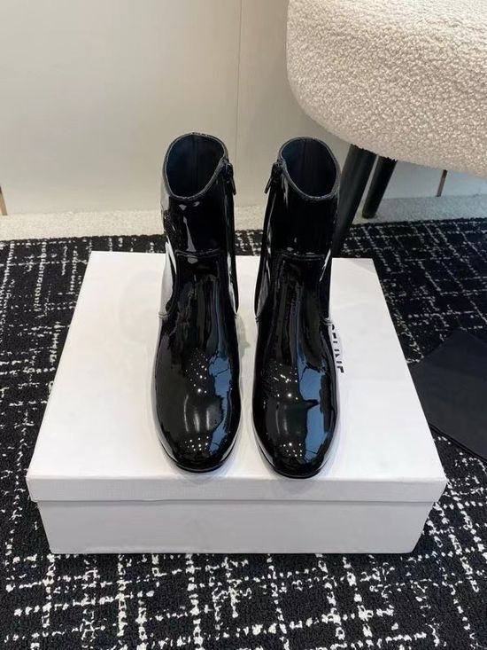 Celine Retro Chunky Heel Motorcycle Boots Durable