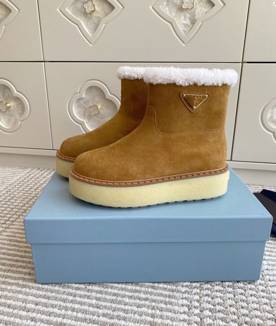 Prada Non-slip Plush Lined Platform Winter Ankle Boots