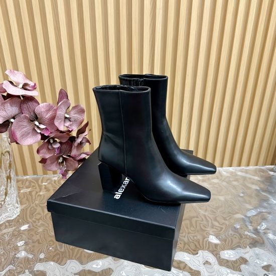 Alexander Wang Sleek Leather Ankle Boots Mid Heel Casual Winter Footwear