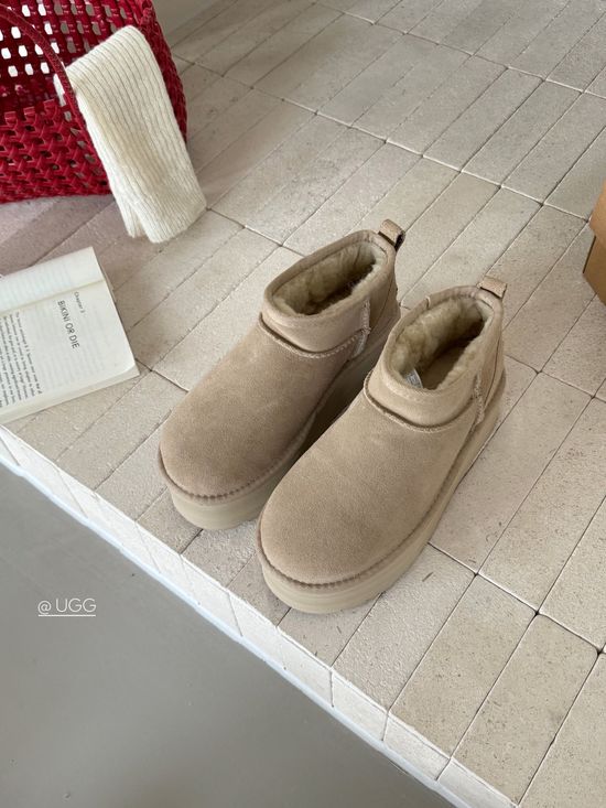 UGG Thick Sole Suede Fur Lined Warm Ankle Boots