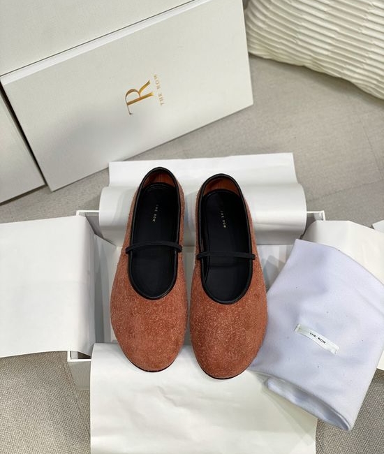 The Row Minimalist Thin Elastic Strap Soft Leather Round Toe Ballet Flats