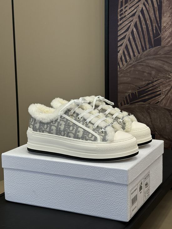 Christian Dior Embroidered Warm Fleece Lined Comfortable Thick Sole Casual Shoes