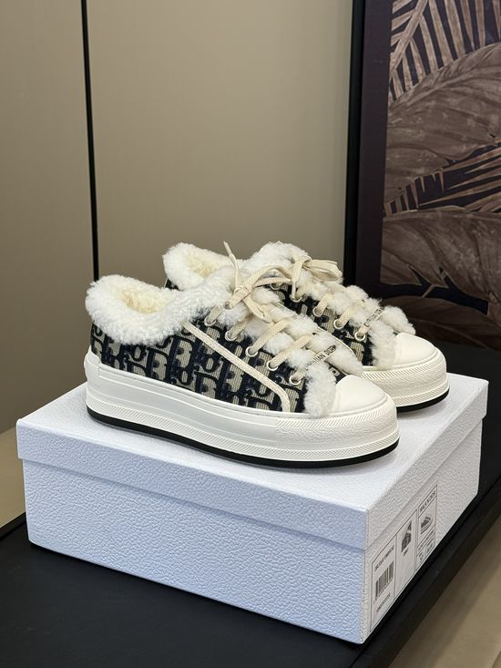 Christian Dior Embroidered Warm Fleece Lined Comfortable Thick Sole Casual Shoes