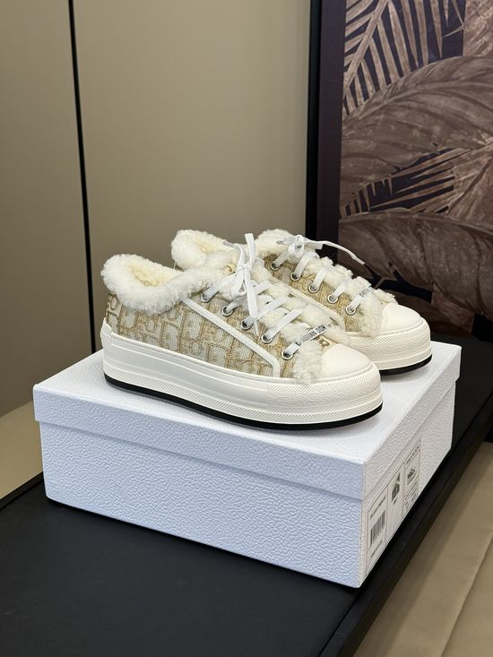 Christian Dior Embroidered Warm Fleece Lined Comfortable Thick Sole Casual Shoes