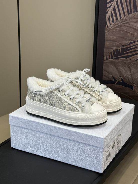 Christian Dior Embroidered Warm Fleece Lined Comfortable Thick Sole Casual Shoes