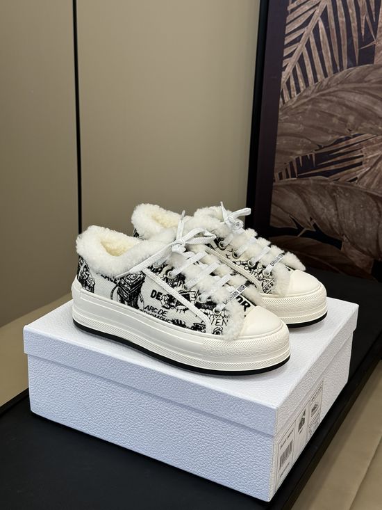 Christian Dior Embroidered Warm Fleece Lined Comfortable Thick Sole Casual Shoes