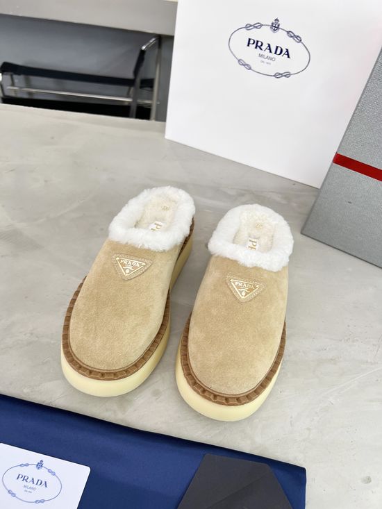 Prada Warm Fleece Lined Suede Platform Fashion Shoes
