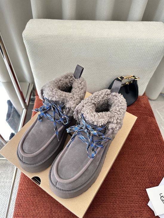 UGG Suede Lace-Up Platform Casual Shoes with Braided Details
