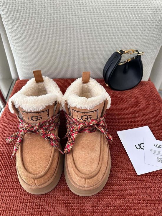 UGG Suede Lace-Up Platform Casual Shoes with Braided Details