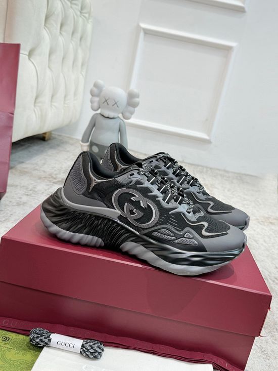 Gucci Wavy Design Fashion Sneakers Premium Craft Trendy Casual Footwear