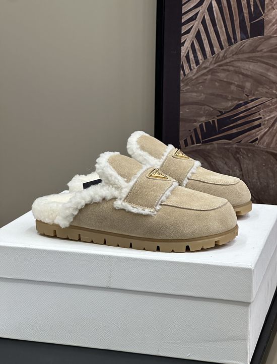 Prada Soft Plush Lined Warm Slip On Slippers