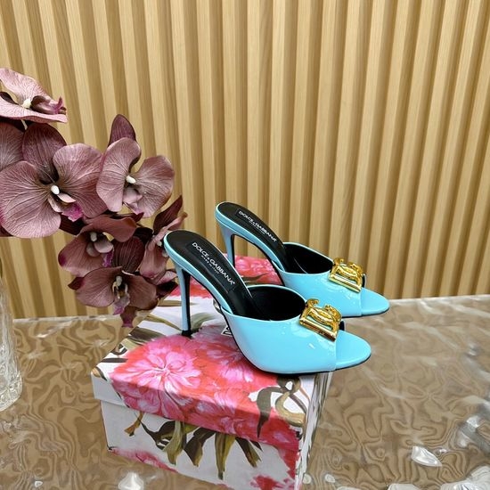 Dolce & Gabbana Rhinestone Embellished Retro Leather Slide Heels