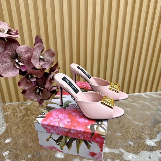 Dolce & Gabbana Rhinestone Embellished Retro Leather Slide Heels