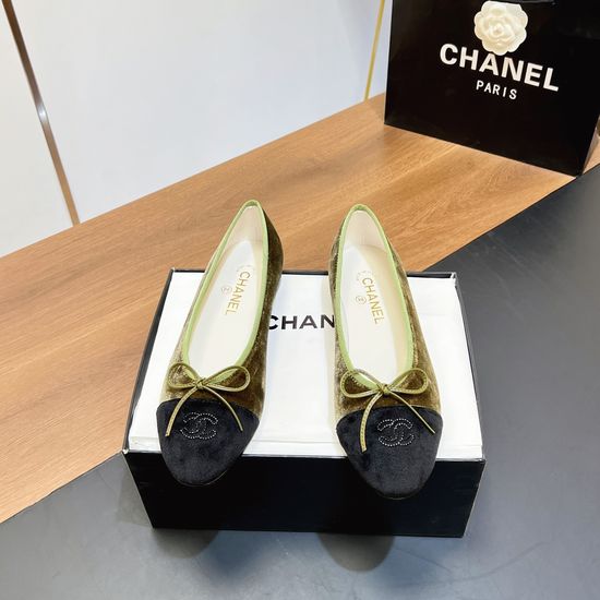 Chanel Two-tone Leather Slingback Ballet Flats with Real Leather Sole